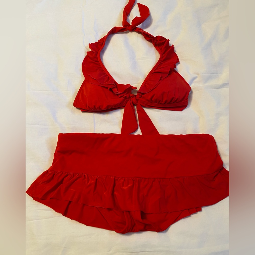 50’s Style Res Halter Tankini with Shirred Skirt Size 6 EUC.